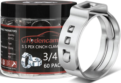 60 Pack 3/4 Inch PEX Crimp Rings, 304 Stainless Steel Pex Clamps