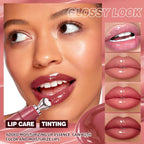 Brightening Lip Serum, Hydrating Glossy Lip Oil with Metal Applicator, Plumping Moisturizing Lip Care Tint