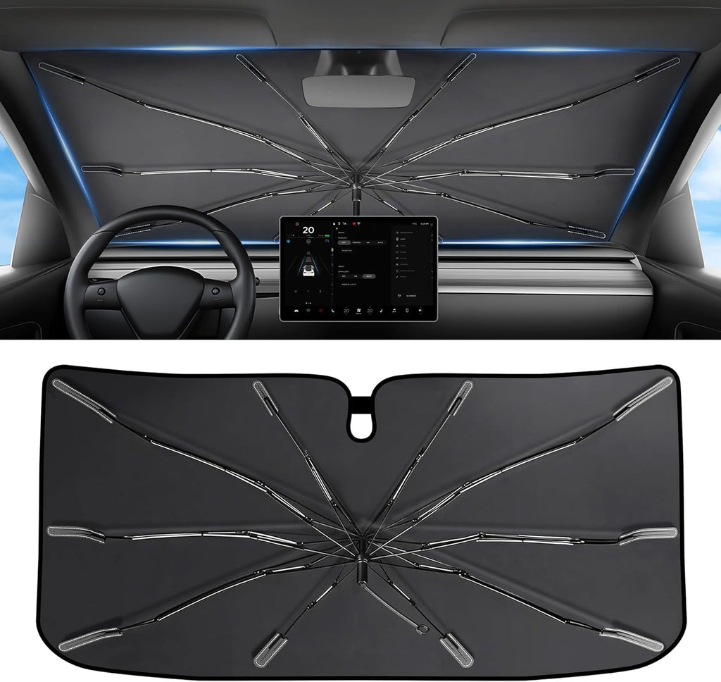 2026 Upgraded Windshield Sun Shade Umbrella [7-Layer Vinyl Coating Heat Shield] Foldable Front Window Sunshade