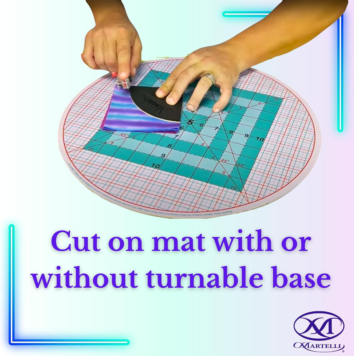 Round About 17-inch Turntable Set, Quilting Cutting Mat with Grid, Ironing Top, Sewing and Crafting Tool