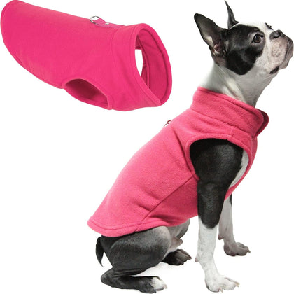 Fleece Vest Dog Sweater - Pink, Medium - Warm Pullover Fleece Dog Jacket with O-Ring Leash for Small to Medium Dogs
