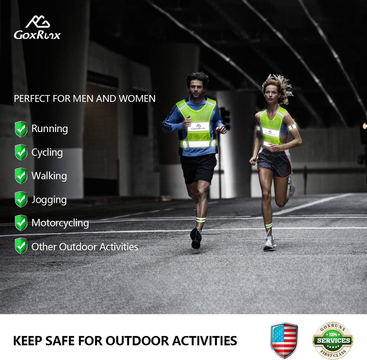 Reflective Vest Running Gear,Lightweight Reflective Safety Vests with Arm Bands