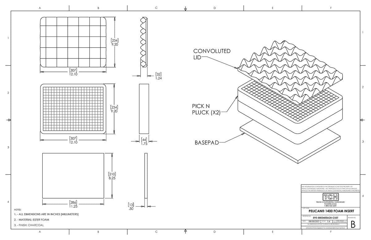 Hardware Replacement Foam Insert for Pelican 1400 Case