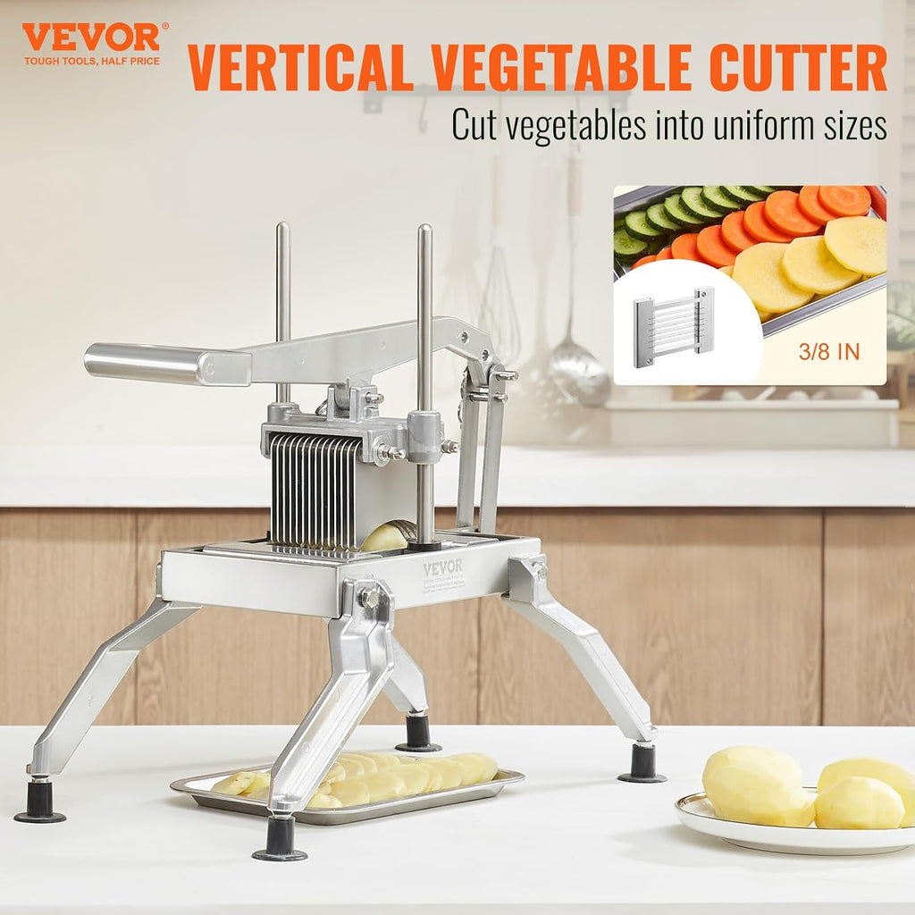 Commercial Vegetable Slicer, 3/8" and 3/16" Tomato Slicer, Stainless Steel and Aluminum Alloy Vegetable Cutter