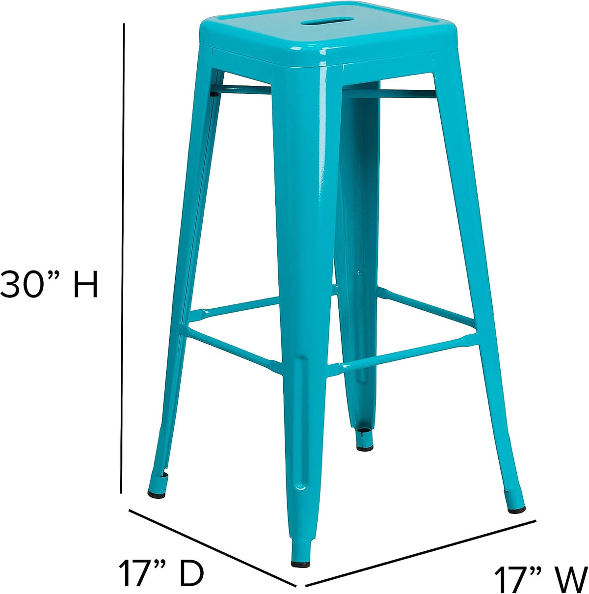 30 in Indoor/Outdoor Backless Barstool, Blue, 4-Pack