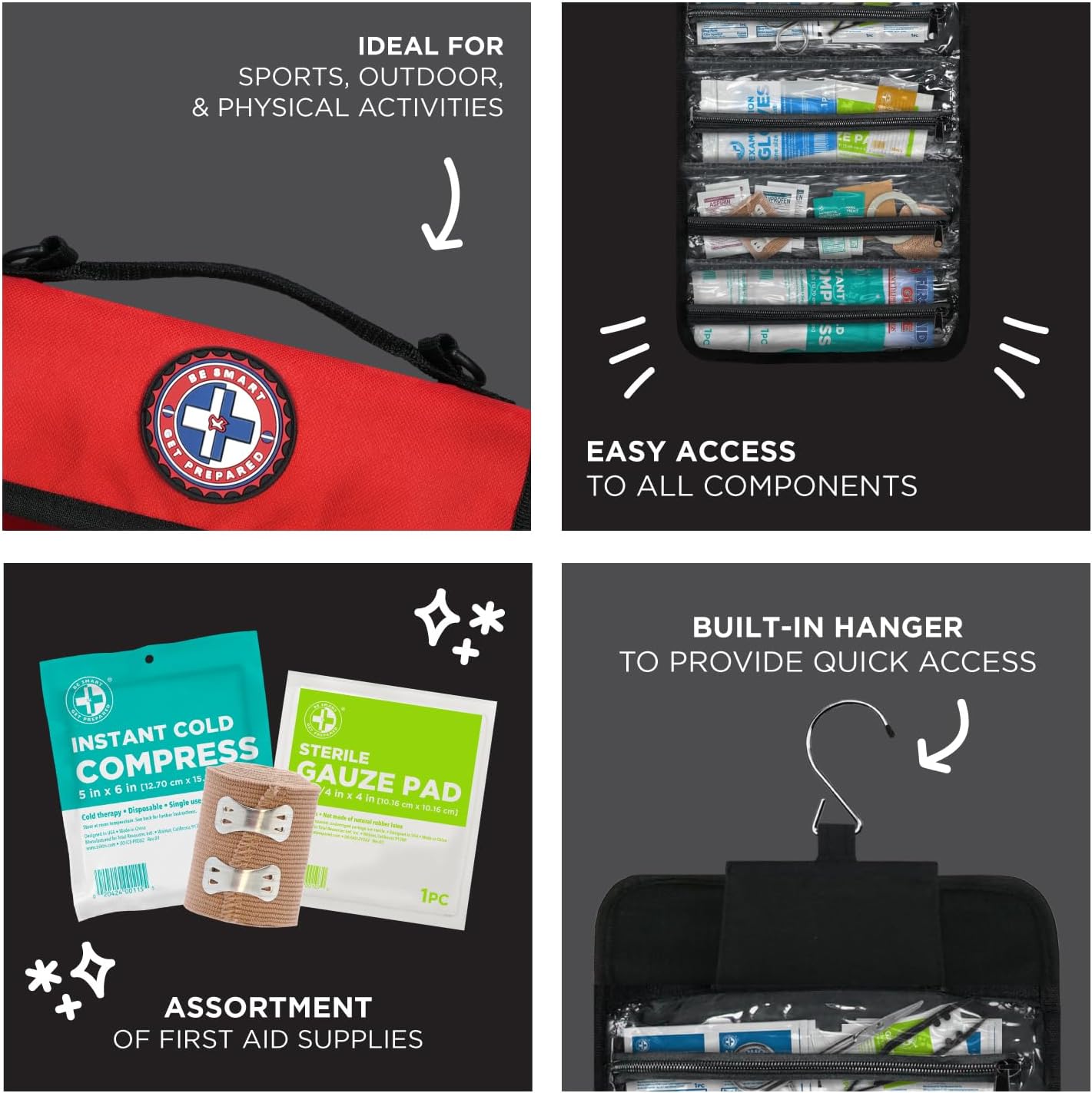 73-Piece Coach’s and Team Sports First Aid Kit in Roll up Bag: Clean, Treat, Protect Cuts, Scrapes. Home, Office
