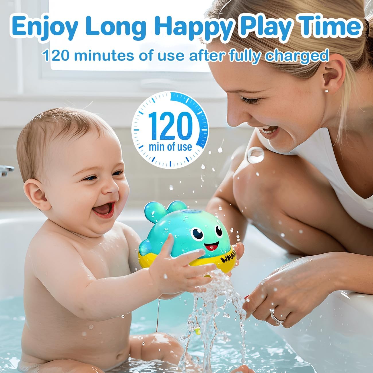 Whale Bath Toys, Toddler Pool Toys for 1 2 3 Year Old Boy, Light Up Baby Bath Toys for Kids Ages 1-3, Bathtub