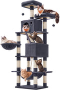 Cat Tree, 81.1-Inch Large Cat Tower, Multi-Level Condo, Smoky Gray