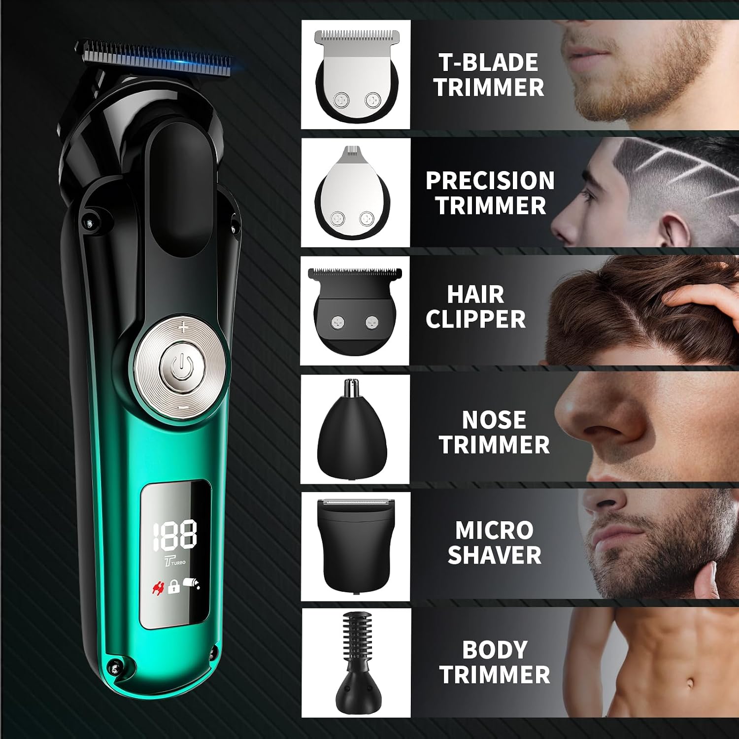 6 in 1 Professional Mens Grooming Kit for Mustache,Body, 17 Piece All-in-One Mens Grooming Kit and Hair Clipper