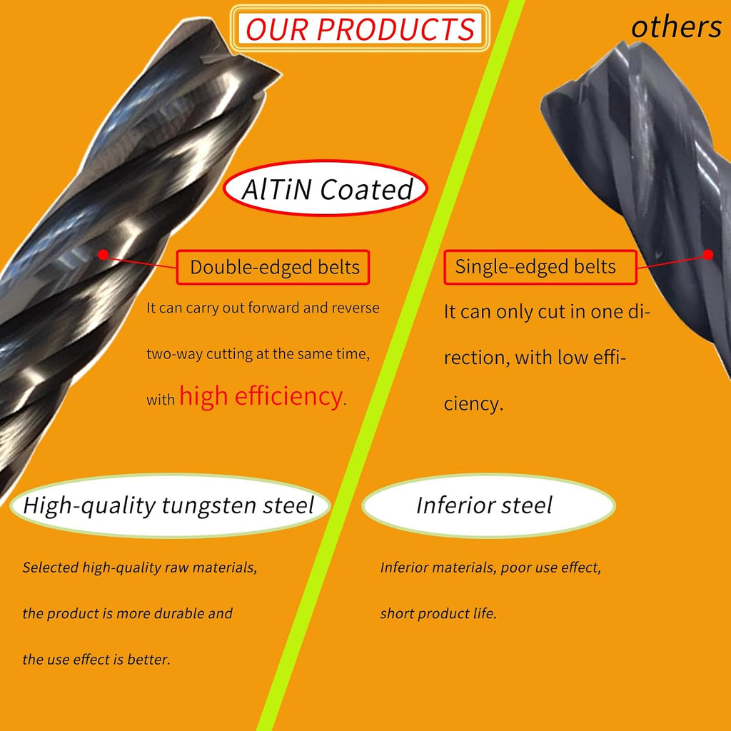 1/4" Carbide End Mill, Extra Long, 4" Overall Length, 4 Flute, AlTiN Coated