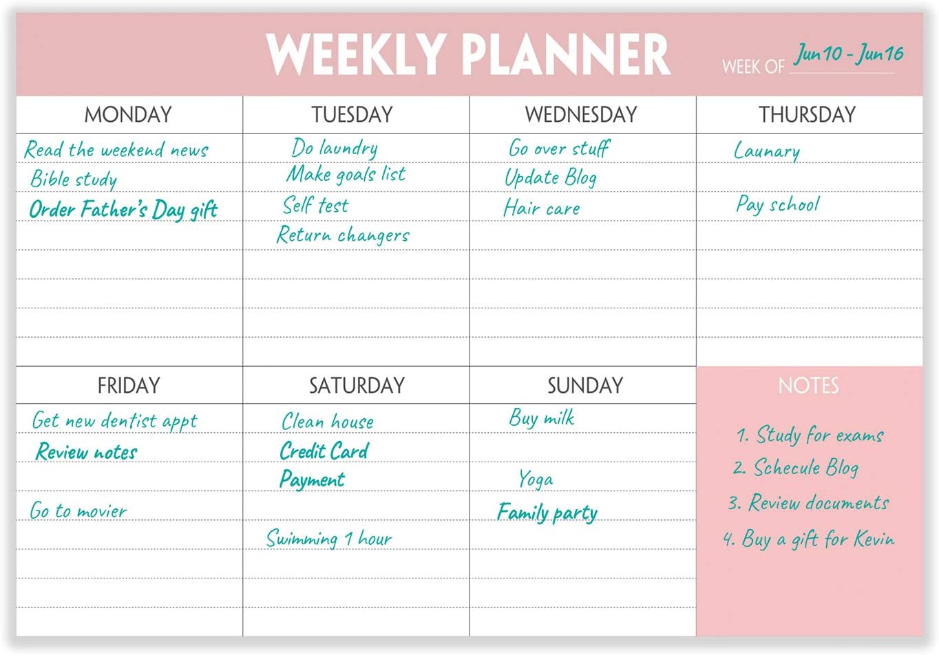 Weekly Planning Pad - Tear Off To Do List Pad with Daily Schedule & Calendar, 52 Sheets, 100gsm Paper, Undated Weekly