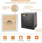 Tecmojo 12U Wall Mount Server Cabinet IT Network Rack Enclosure Lockable Door and Side Panels Black,Cooling Fan,Glass Door,17.7inch Depth,for 19” IT Equipment,A/V Devices