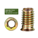 60 PCS M5-0.8 x 15mm Threaded Inserts for Wood Professional Threaded Insert Nuts for Furniture & Wooden Products, Hex Spanner Included