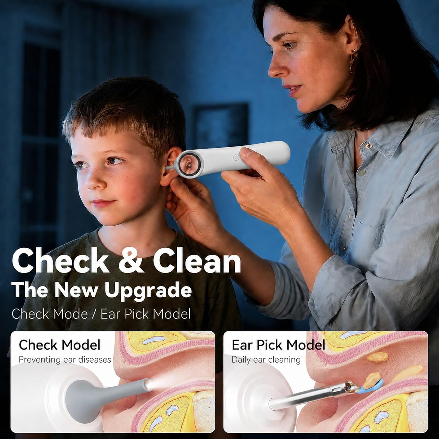 1080P HD Otoscope with 1.21'' Screen, Cleaner Camera for Family
