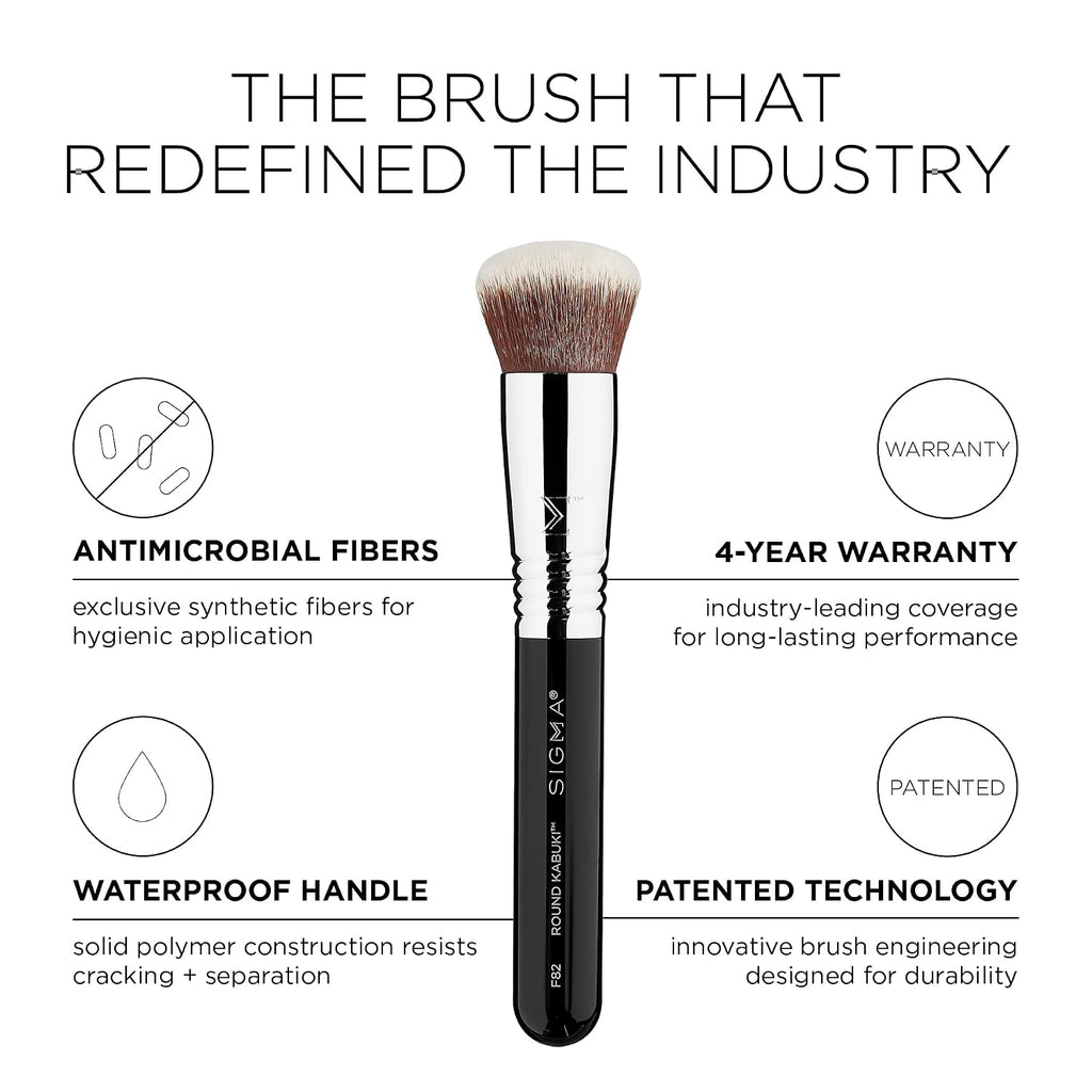 F82 Round Kabuki Brush - Makeup Brush for Powder and Cream