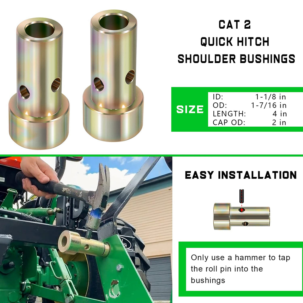2 Pairs Cat 2 Quick Hitch Bushing Kit for Category II 3 Point Tractor