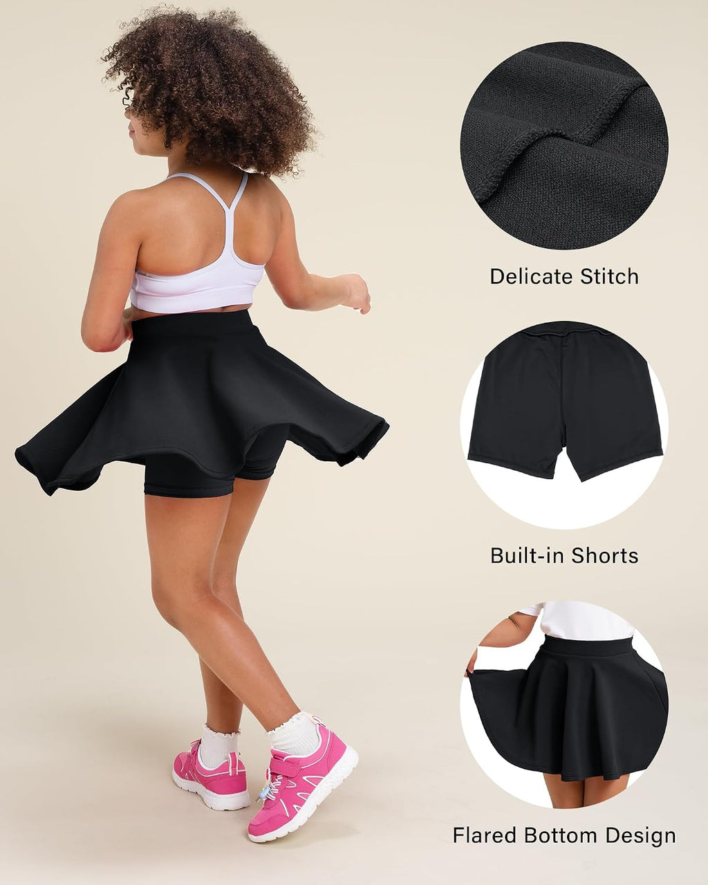 Girls Pleated Skater Uniform Skirts with Built in Shorts for School | Elastic waistband, Soft stretch fabric