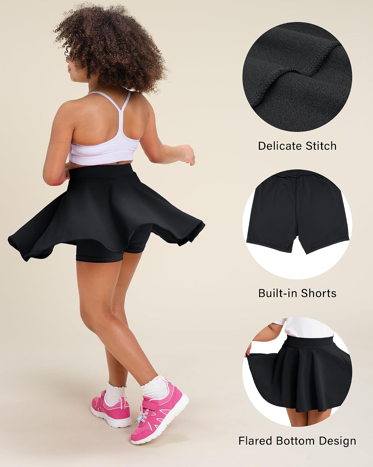 Girls Pleated Skater Uniform Skirts with Built in Shorts for School | Elastic waistband, Soft stretch fabric
