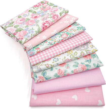 8pcs Fat Quarter Fabric Bundles (100% Cotton - 20'' x 20'') | Quilting Cotton Craft Fabric Pre-Cut Squares Sheets for