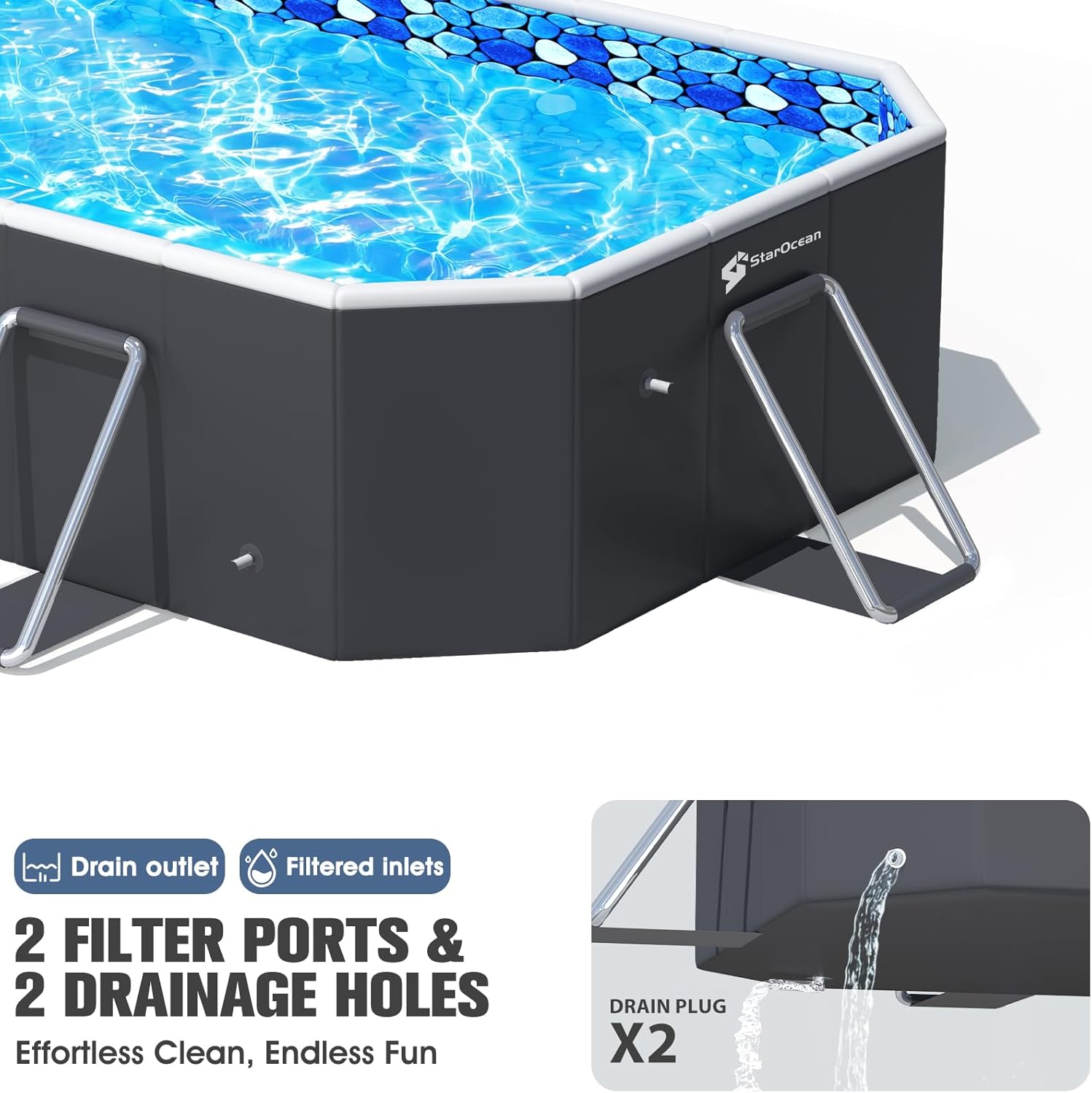 Foldable Pool with Canopy,Non Inflatable Pool,Large Foldable Swimming Pool for Adult Portable Pool,Large Collapsible