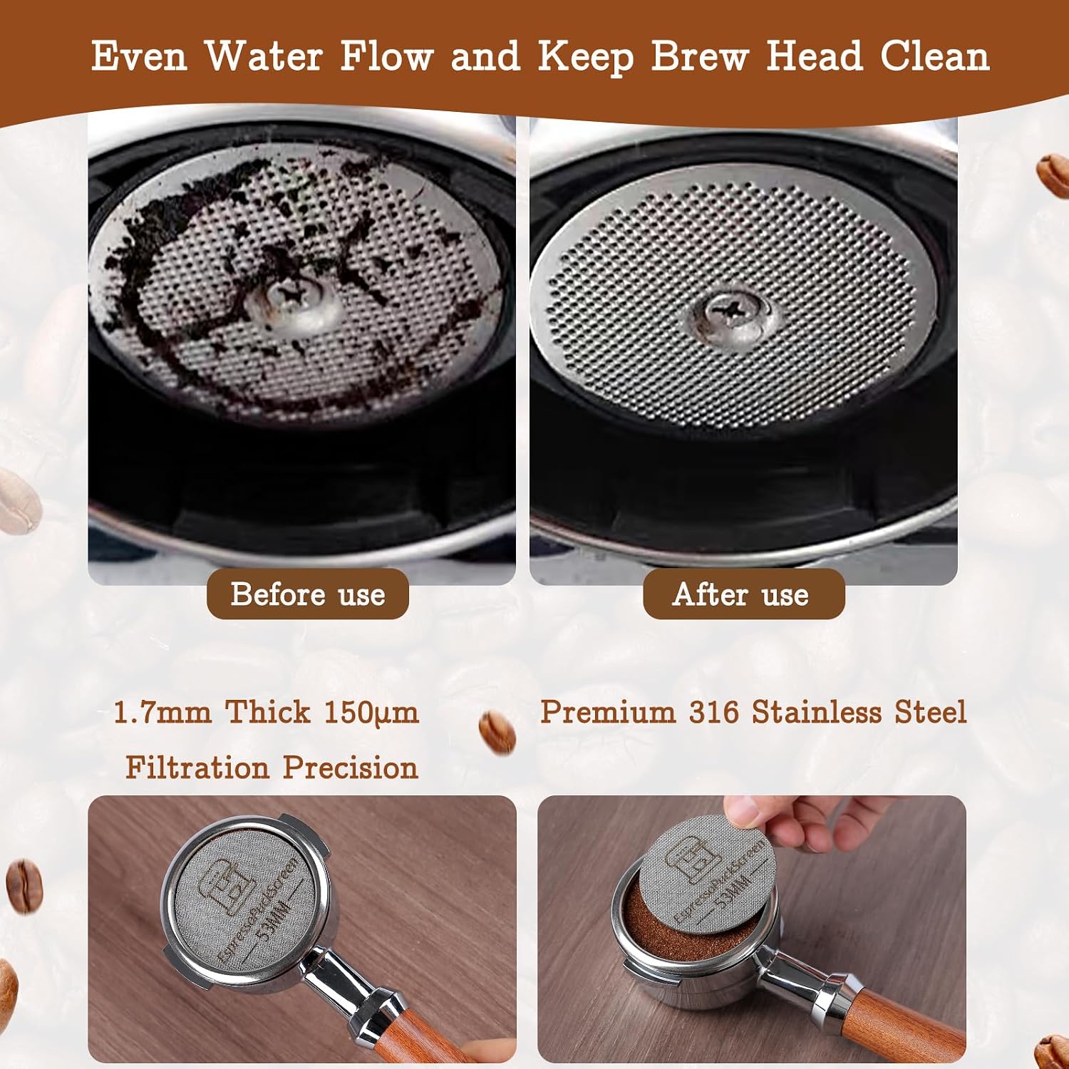 53mm Espresso Accessories Kit, Coffee Tamper & Distributor Tools | Includes Spring Loaded Tamper, Heavy-Duty Leveler