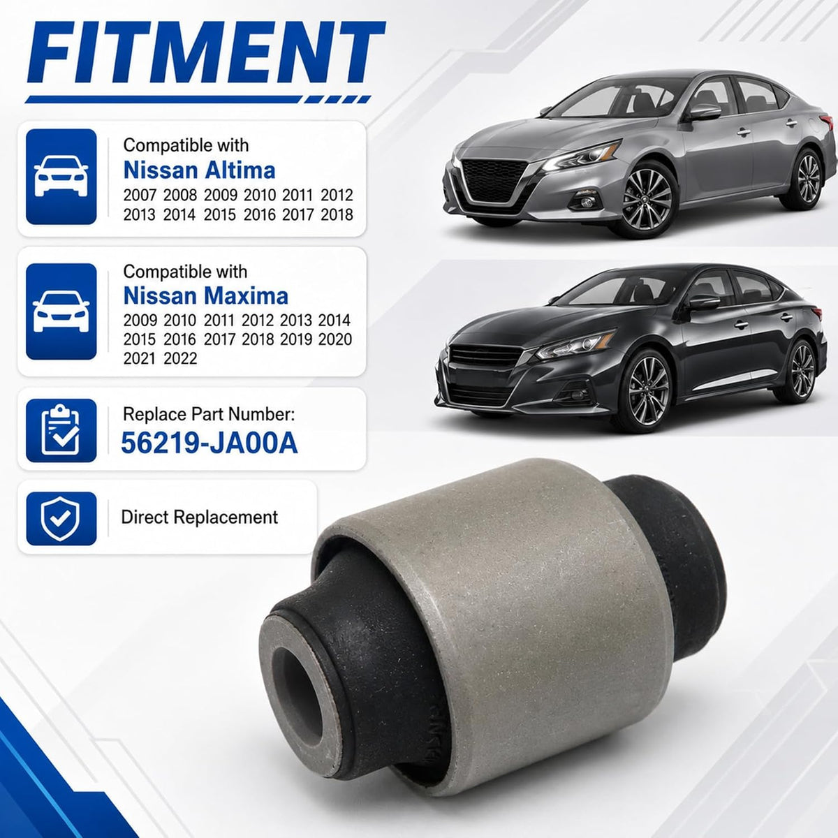1 Pc Rear Suspension Knuckle Bushing Compatible with Nissan Altima 2007 2008 2009 2010 2011 2012 2013-2018, Maxima 2009-2022 Replaces 56219-JA00A Lower Shock Absorber Bushing