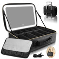 Upgraded Large Travel Makeup Bag with LED Mirror, 15” Makeup Case