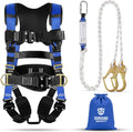 Harness Fall Protection, Full Body Roofing harnesses with Shock Absorbing Lanyard for Men & Women OSHA/ANSI