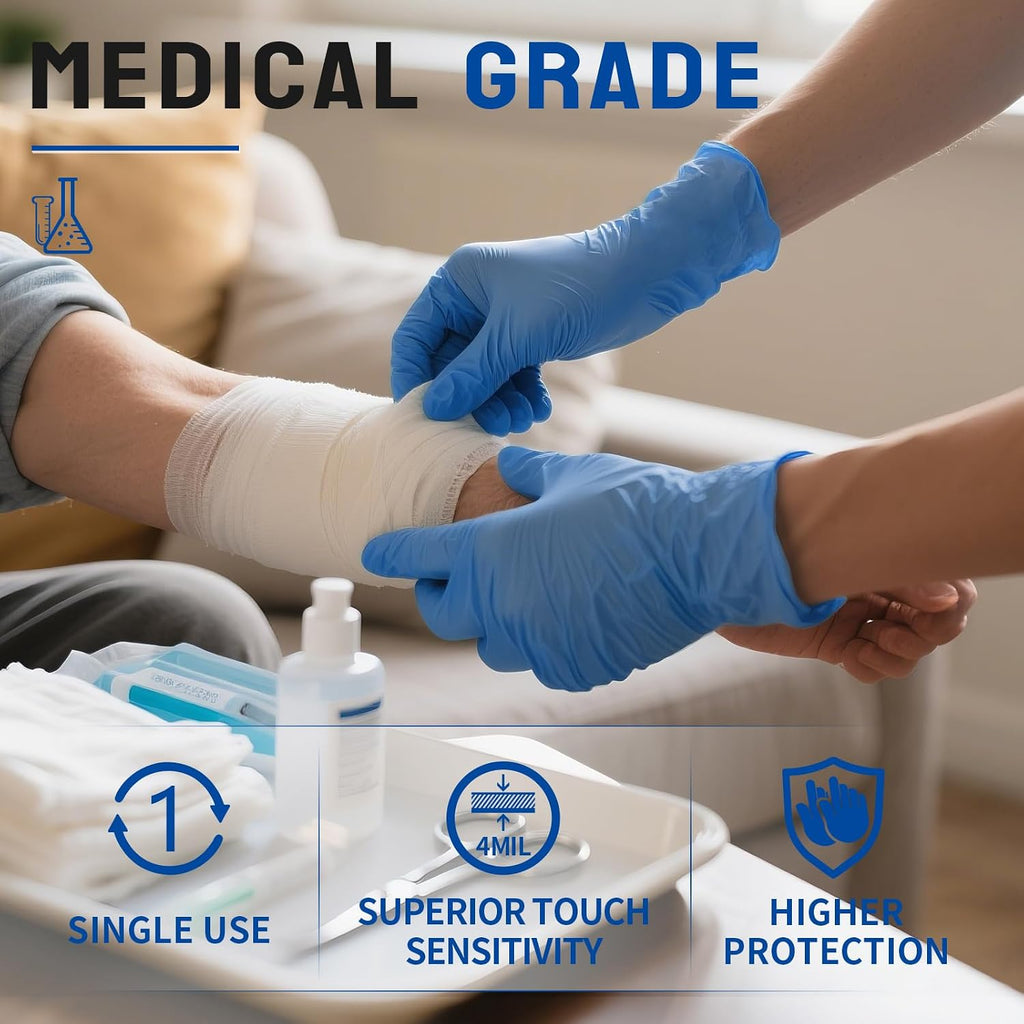 Nitrile Disposable Medical Exam Gloves 4mil 100PCS Cleaning Food Glove | Powder-free, Latex-free