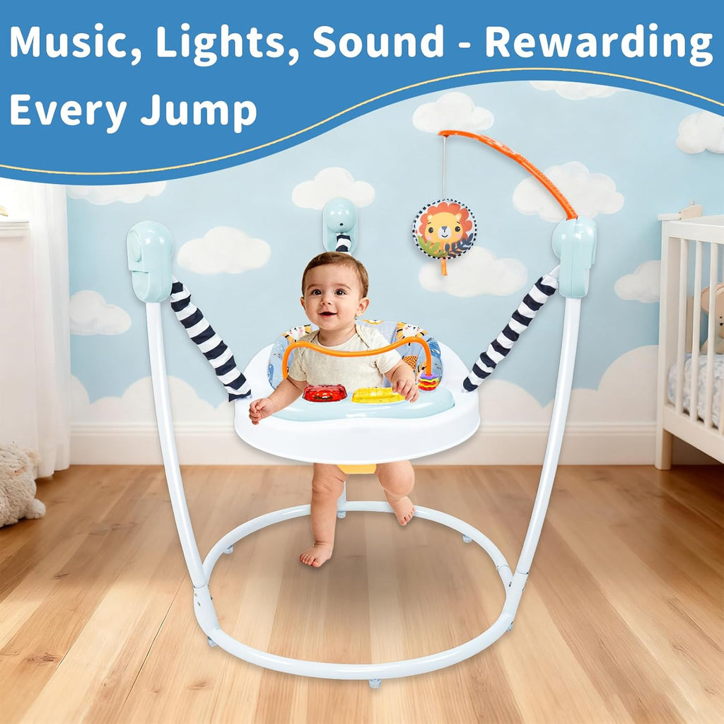 Baby Jumper Activity Center with lusic Lights & Sounds -Gentle llonster Baby Bouncer Stationary Entertainment