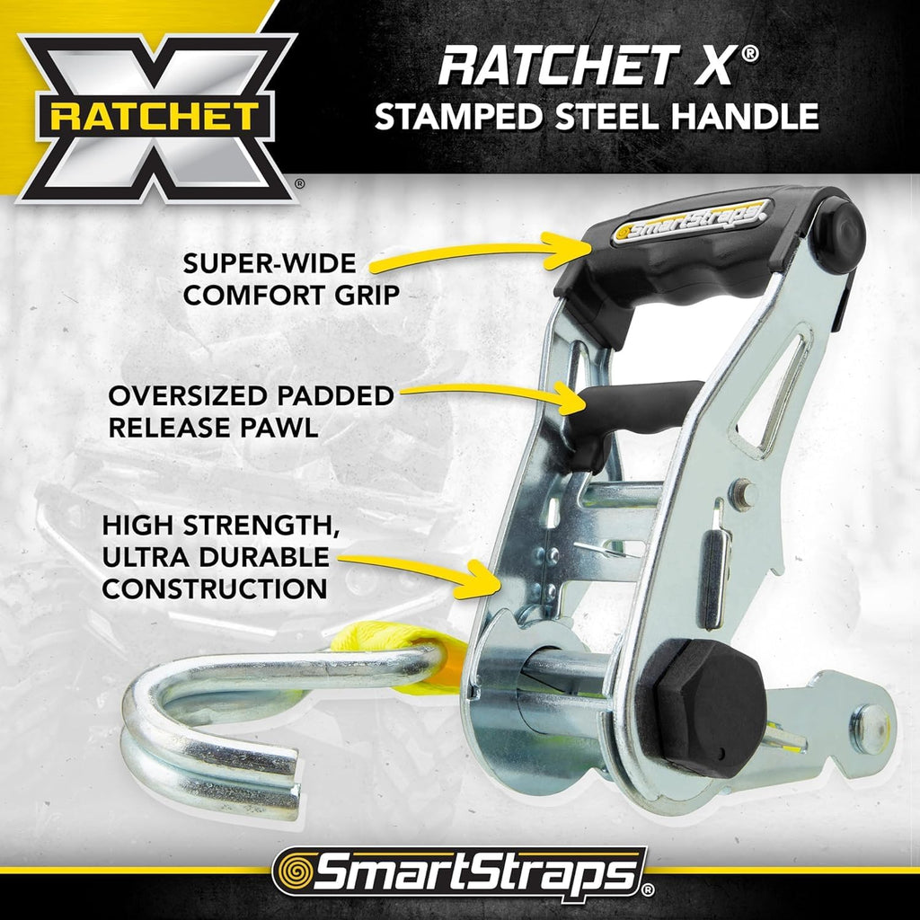 14’ Commercial Ratchet Tie Down Strap – 5,000lbs Break Strength, 1,667lbs Safe Work Load – Commercial Duty Tie Downs