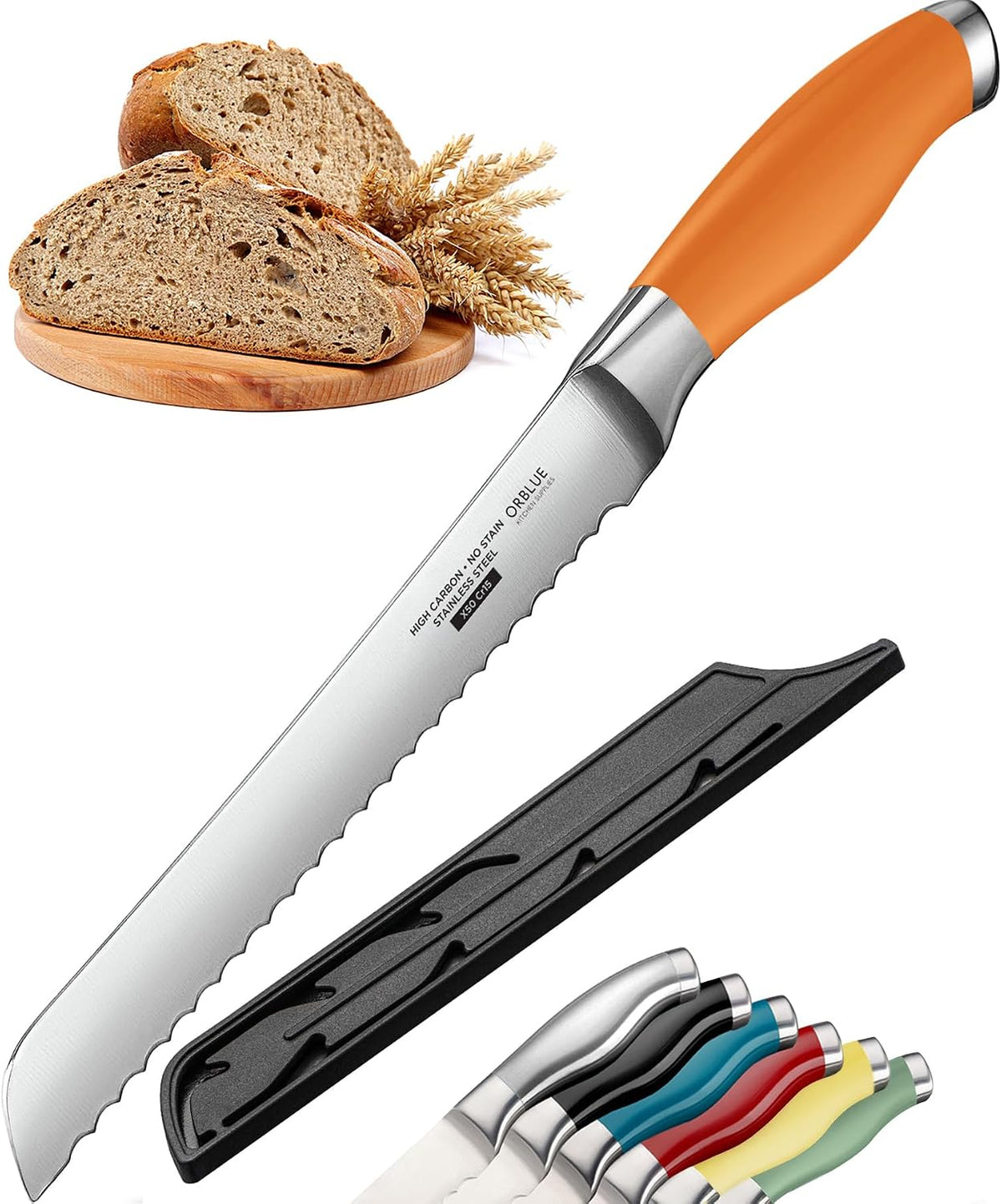 Serrated Bread Knife with Upgraded Stainless Steel Razor Sharp Wavy Edge Width - Bread Cutter Ideal for Slicing