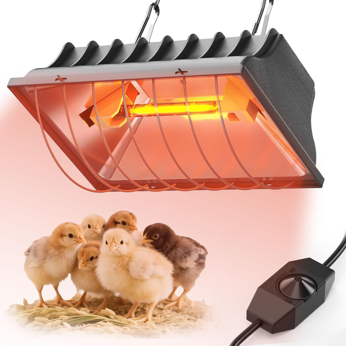 Heat Lamp for Chickens, Halogen Chicken Heat Lamp for Young Poultry, Safe Infrared Chicken Coop & Brooder Heater