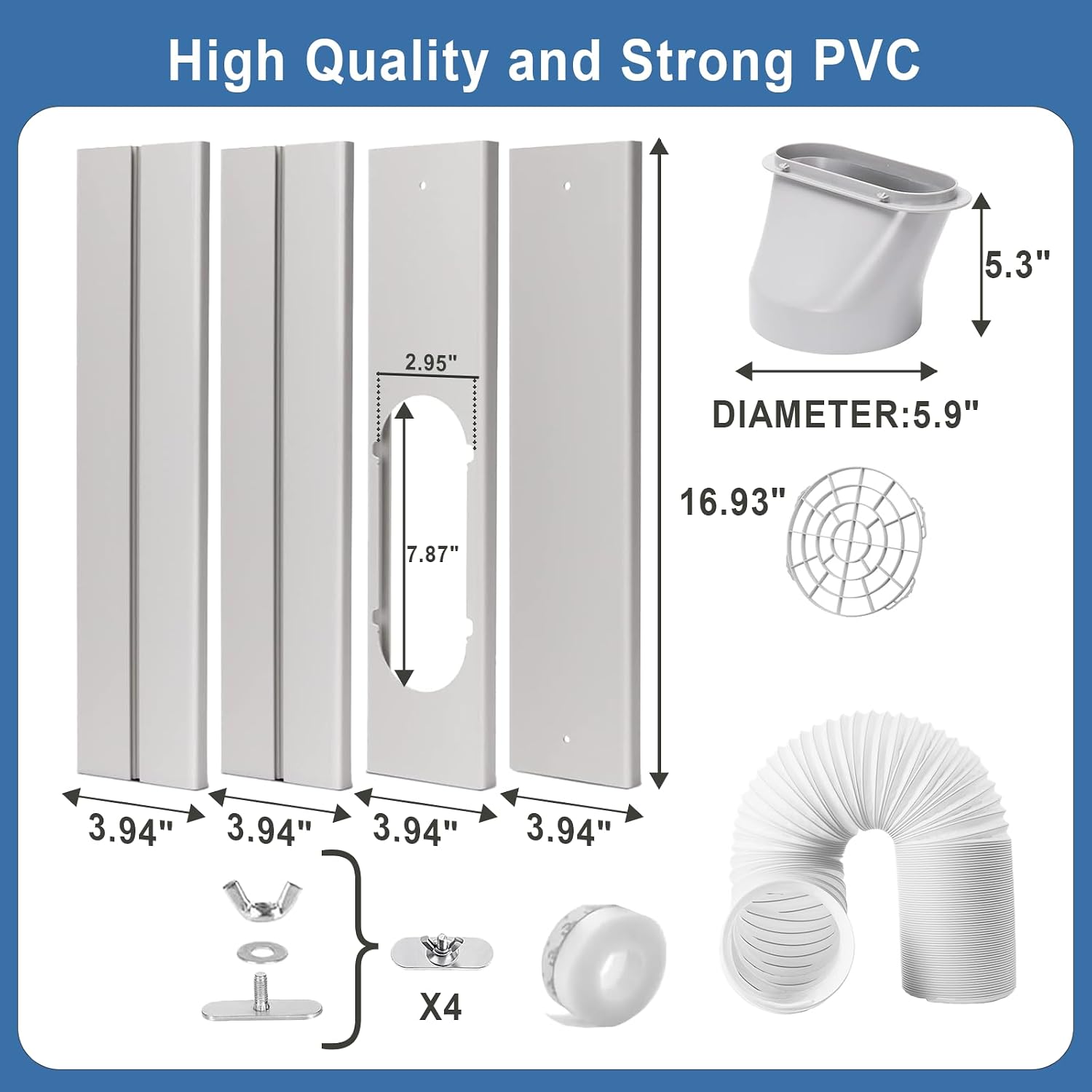 Portable AC Window Vent Kit, Adjustable Vertical/Horizontal Sliding Window Kit Plate for AC Unit, Seamless Portable