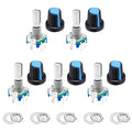 MECCANIXITY 5Pack EC11 Rotary Encoder Code Switch 20mm Full Shaft Blue