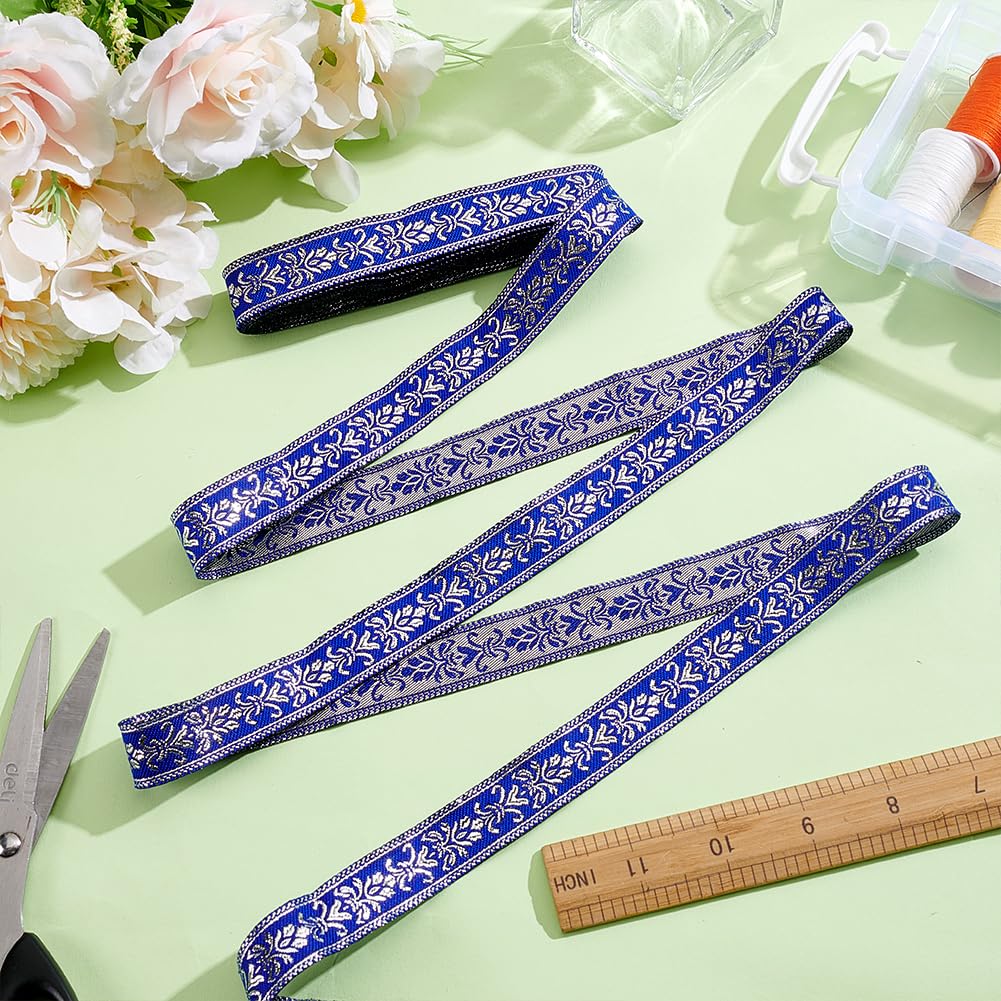7.7Yard Royal Blue Floral Jacquard Ribbon Vintage Ethnic Trim