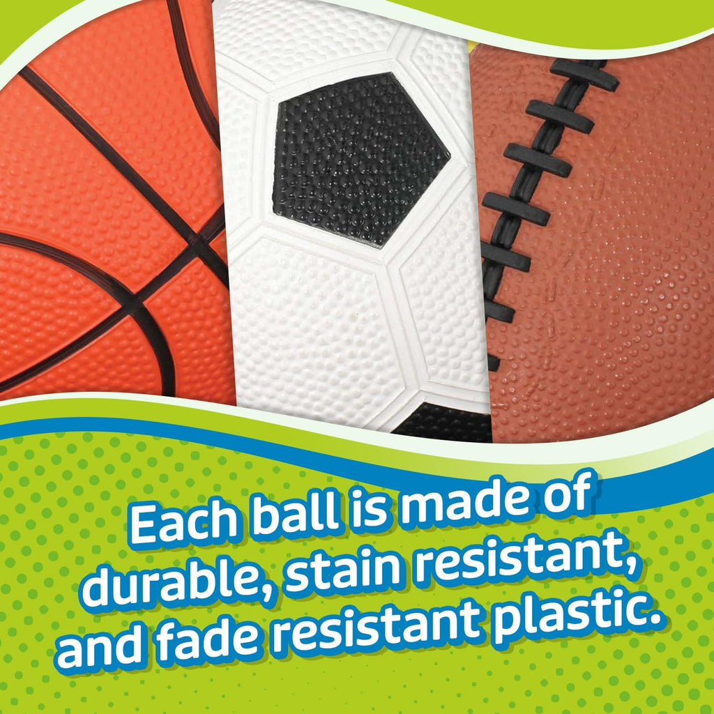 Get Outside Go Toddler Sports Ball Set, Multicolor, 3 Pack | Soccer Ball, Football and Basketball, Small Hands