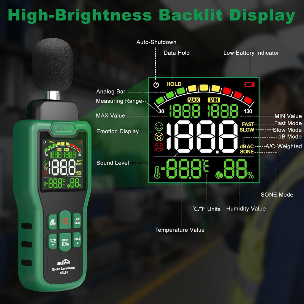 SQECH Decibel Meter, 30-130dB Sound Level Meter, Noise Decibel Reader