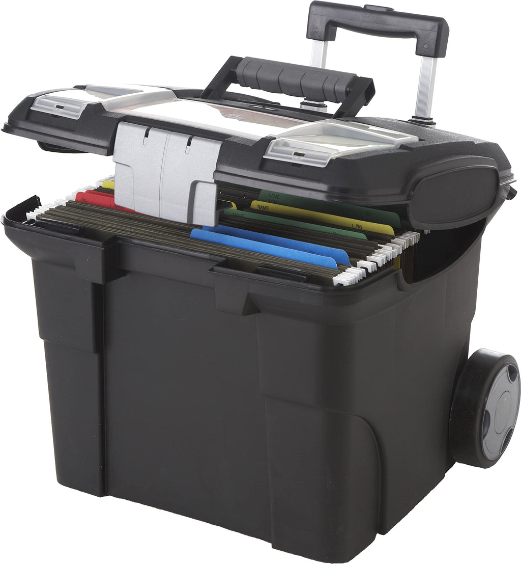 Premium File Storage Box on Wheels, Black/Grey (61507A01C)