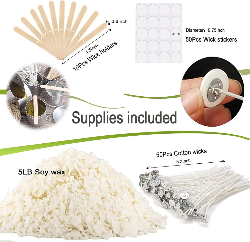 Natural Soy Wax for Candle Making, 5lb Organic Soy Wax Flakes | Natural Candle Making Supplies, No Harmless