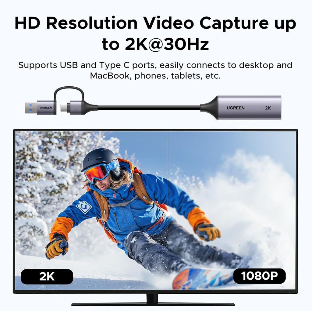2K@30Hz 1080P 60FPS Video Capture Card 4K Input HDMI to USB 3.0 | 4K HDMI Input, Low Latency, Capture Card for