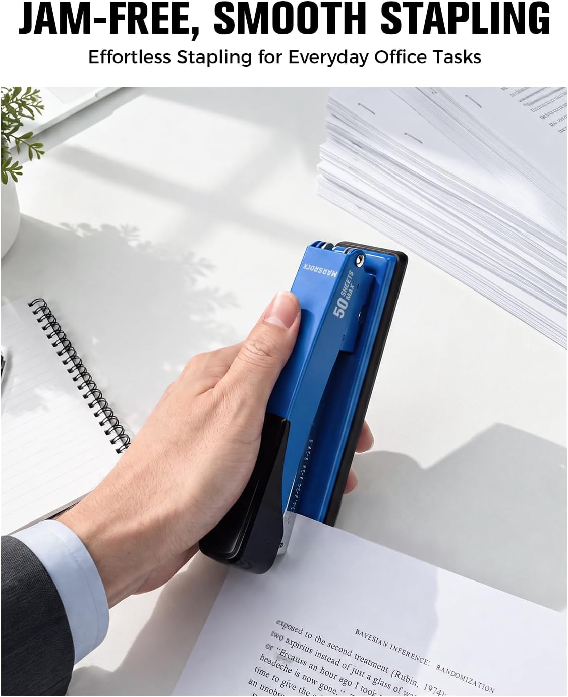 Heavy Duty Stapler for Desk with 50 Sheet, 3000 Staples, Blue