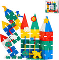 Magnetic Tiles 58PCS,Groove Interlocking Design Magnet Building Blocks with Lion, Sun,Cloud & Grass,STEM Toys for
