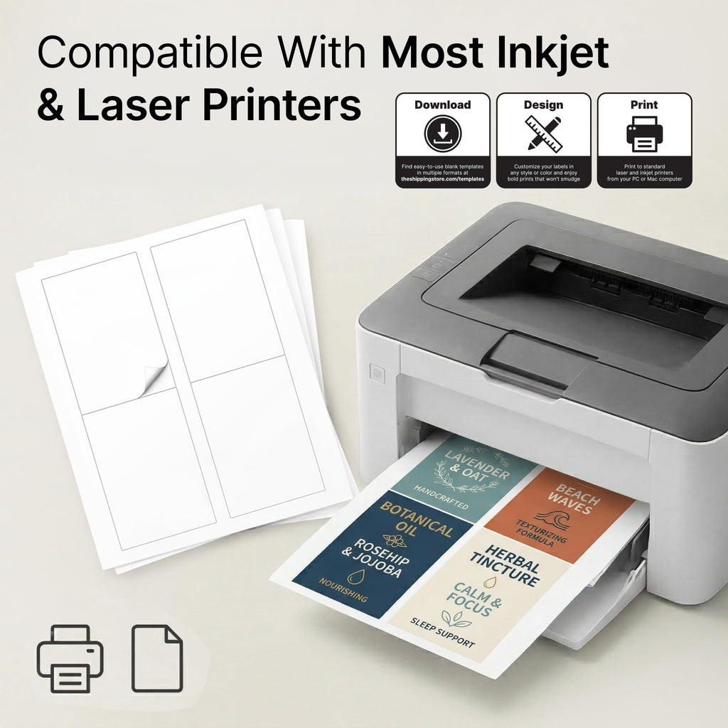 3.5" X 5" Matte White Printable Shipping Labels (500 Sheets, 2000 Stickers)