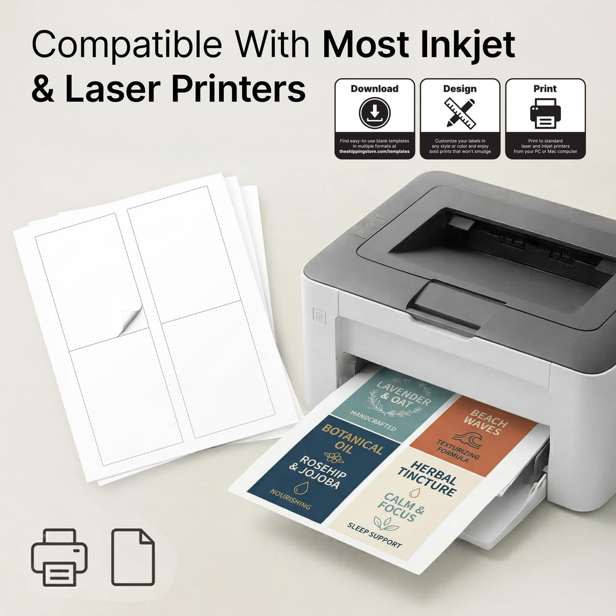 3.5" X 5" Matte White Printable Shipping Labels (500 Sheets, 2000 Stickers)