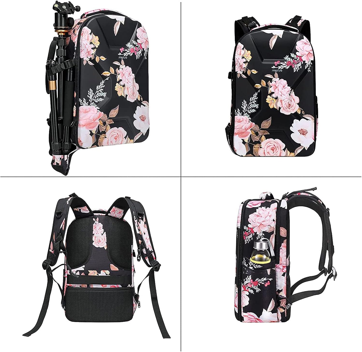 Camera Backpack, DSLR/SLR/Mirrorless Photography Camera Bag, Black | Peony Waterproof Hardshell Case with Tripod