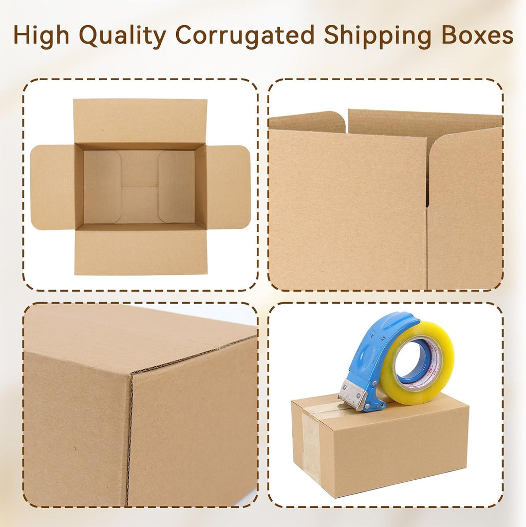 10x7x6 Inches Shipping Boxes Medium 30 Pack, Brown Corrugated Cardboard Boxes for Packaging Small Business Mailing