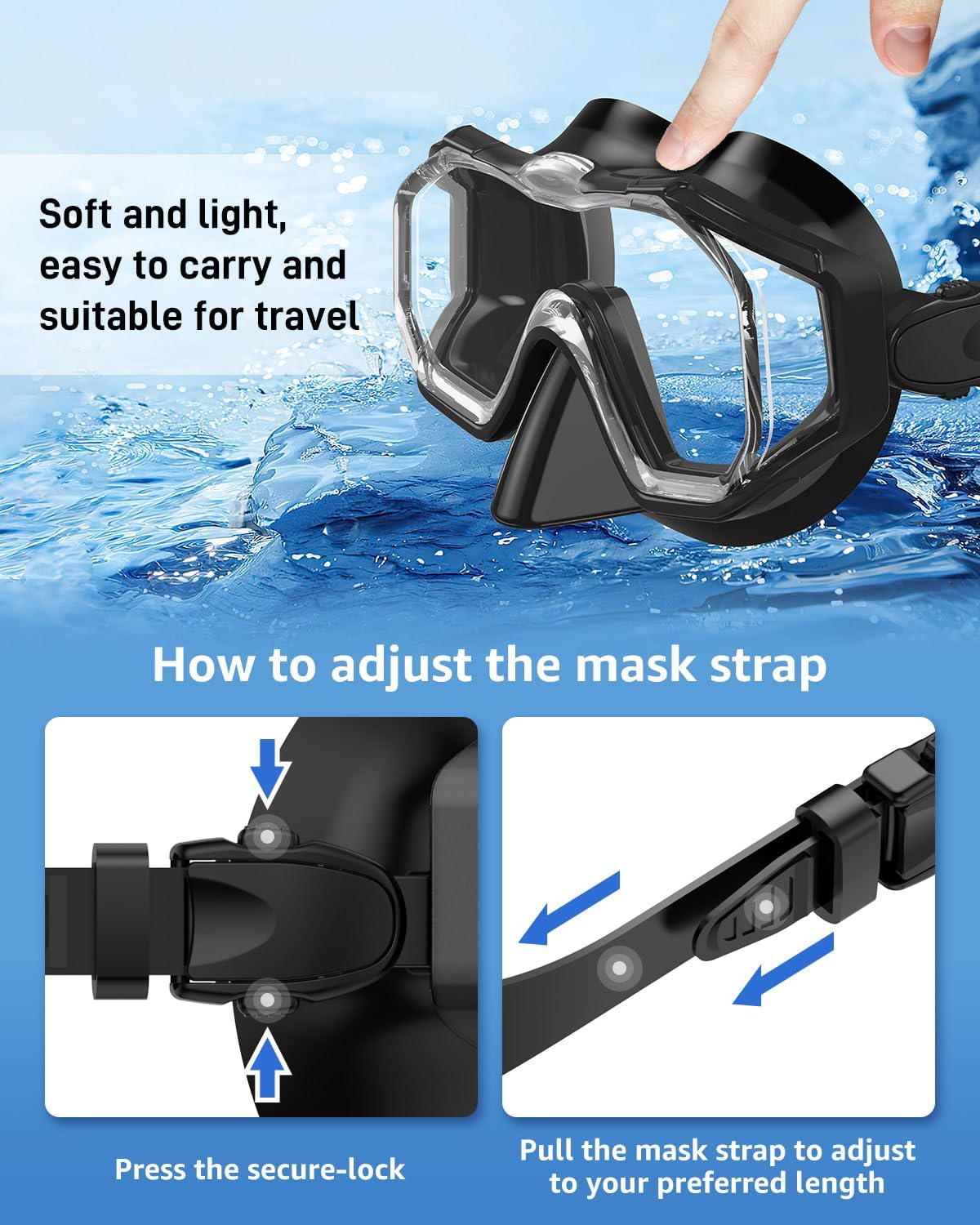 WSTOO Swim Goggles with Nose Cover for Ages 5-12, Youth, Adults, Unisex | Anti-Choking Design, Shatter-Resistant