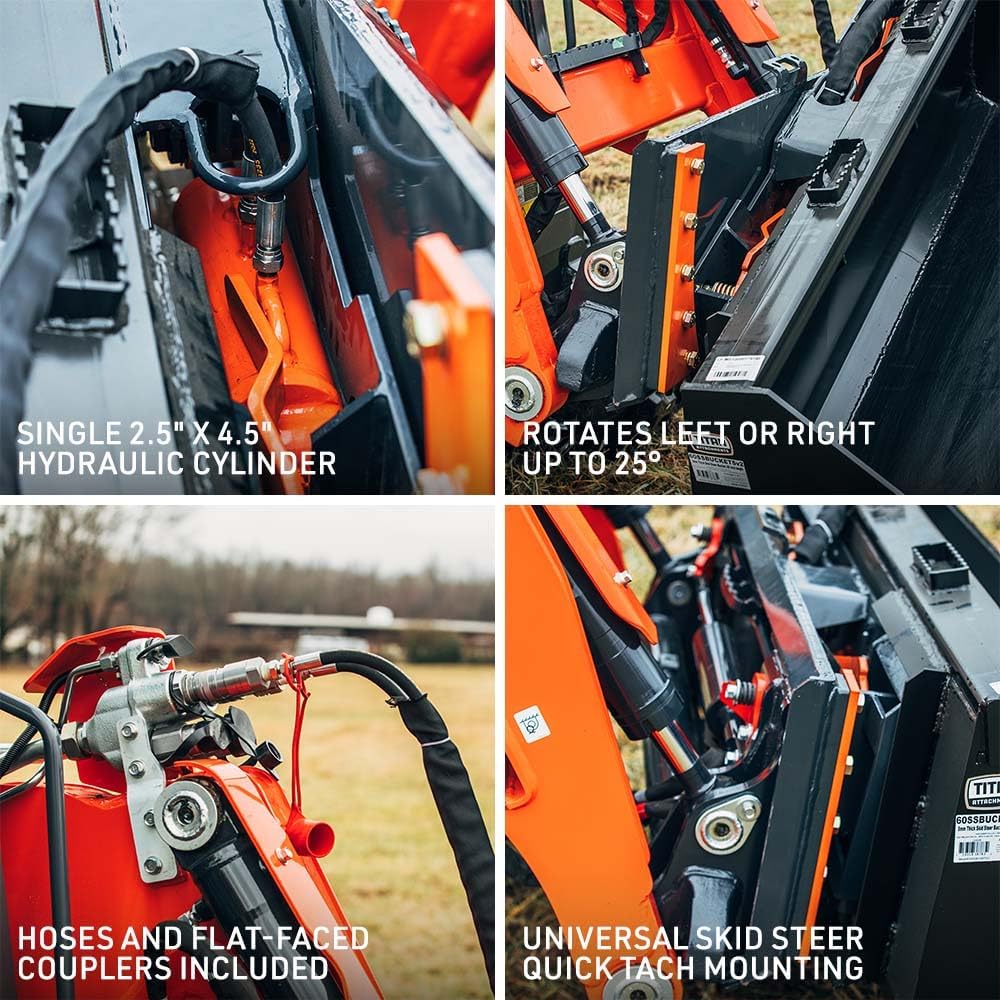 Hydraulic Tilt Mount Plate for Skid Steers, 25 Degree Left Right Tilt, Quick Tach Mounting System for Grader Blades