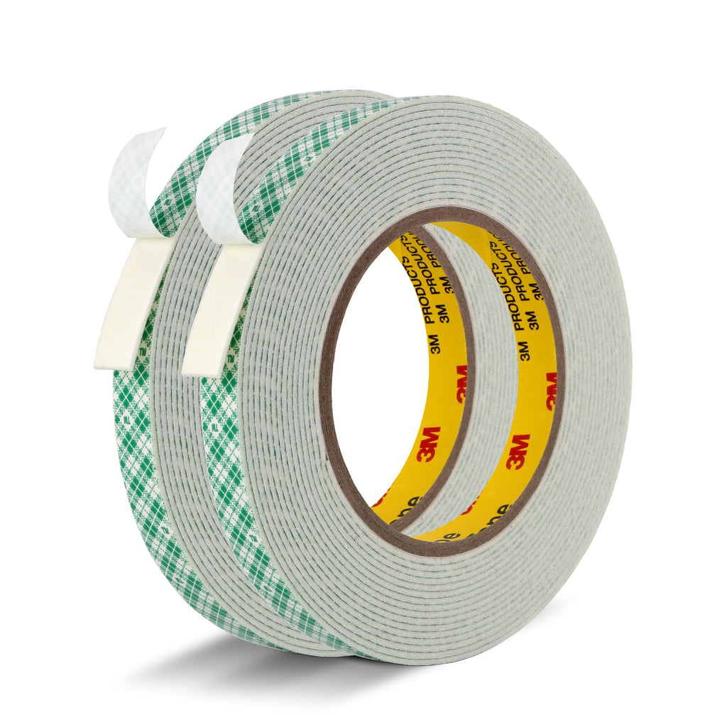3M Double Sided Tape, 1/2" x 18Ft Foam Tape, 4032,Off White, 2 Pack